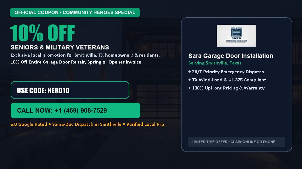 Sara Garage Door Installation 10% OFF Seniors & Military Veterans
