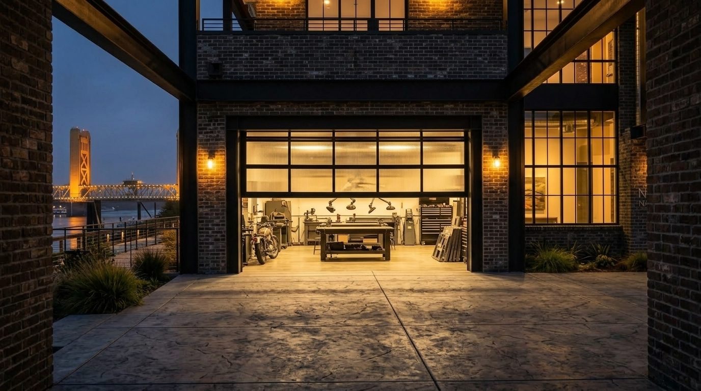 Sara Garage Door Installation Overhead Garage Door Gliding Open in Bastrop, TX